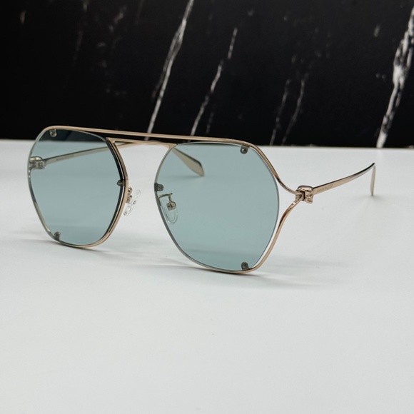 NEW  ALEXANDER MCQUEEN WOMEN SILVER BLUE SUNGLASSES - Picture 4 of 13